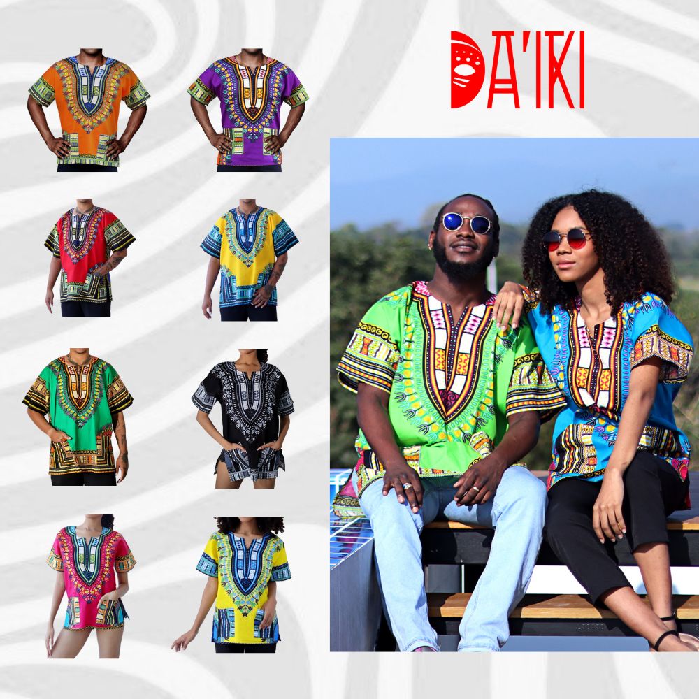 RaanPahMuang Unisex African Bright Dashiki Cotton Shirt Variety Colors White Black size XS - 7XL ราคา 300 บาท*ส่งฟรี