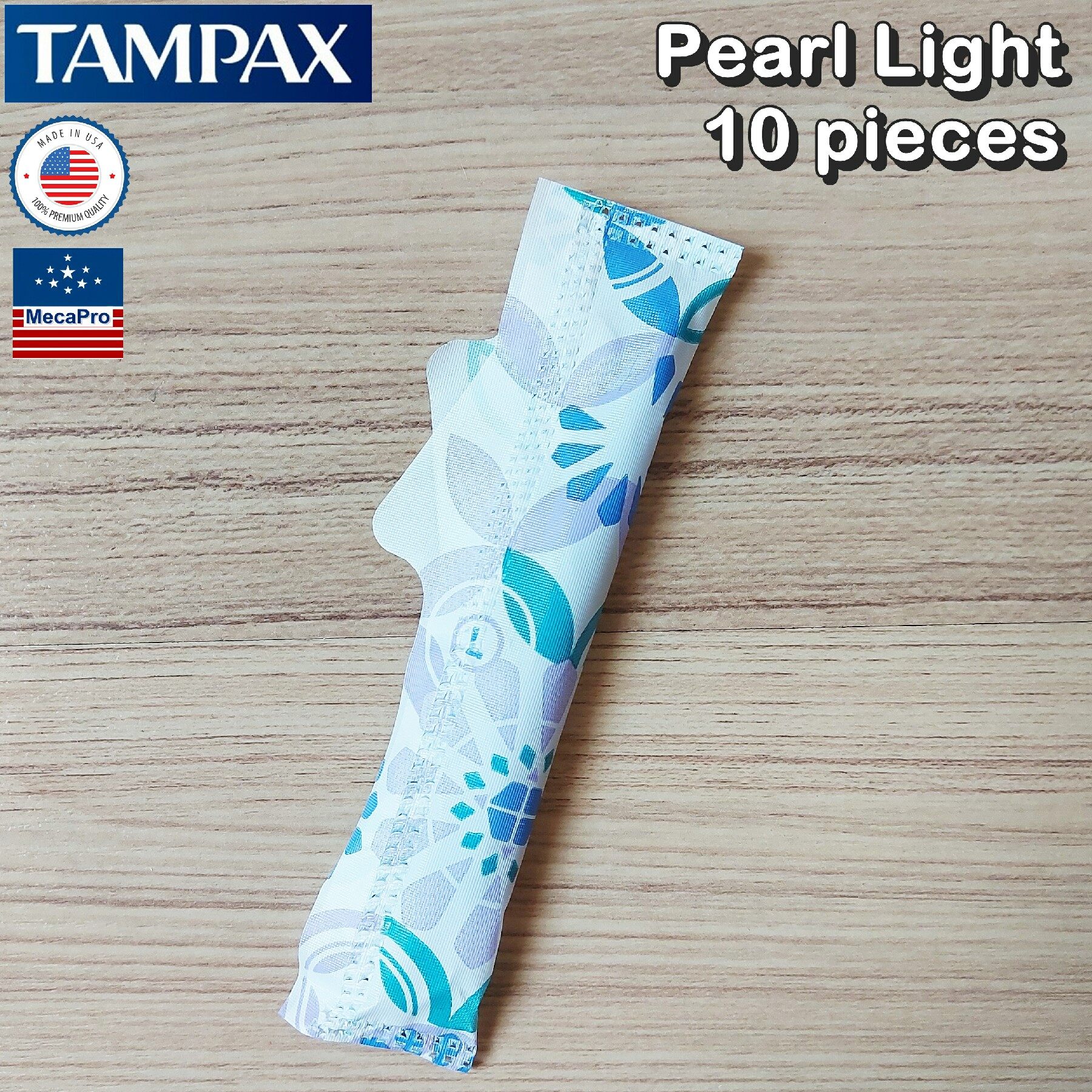 Tampax® Pearl Light Plastic Tampons Unscented 10 pieces ผ้าอนามัยแบบสอด 10 ชิ้น เหมาะกับวันมาน้อย สูตรไร้กลิ่น