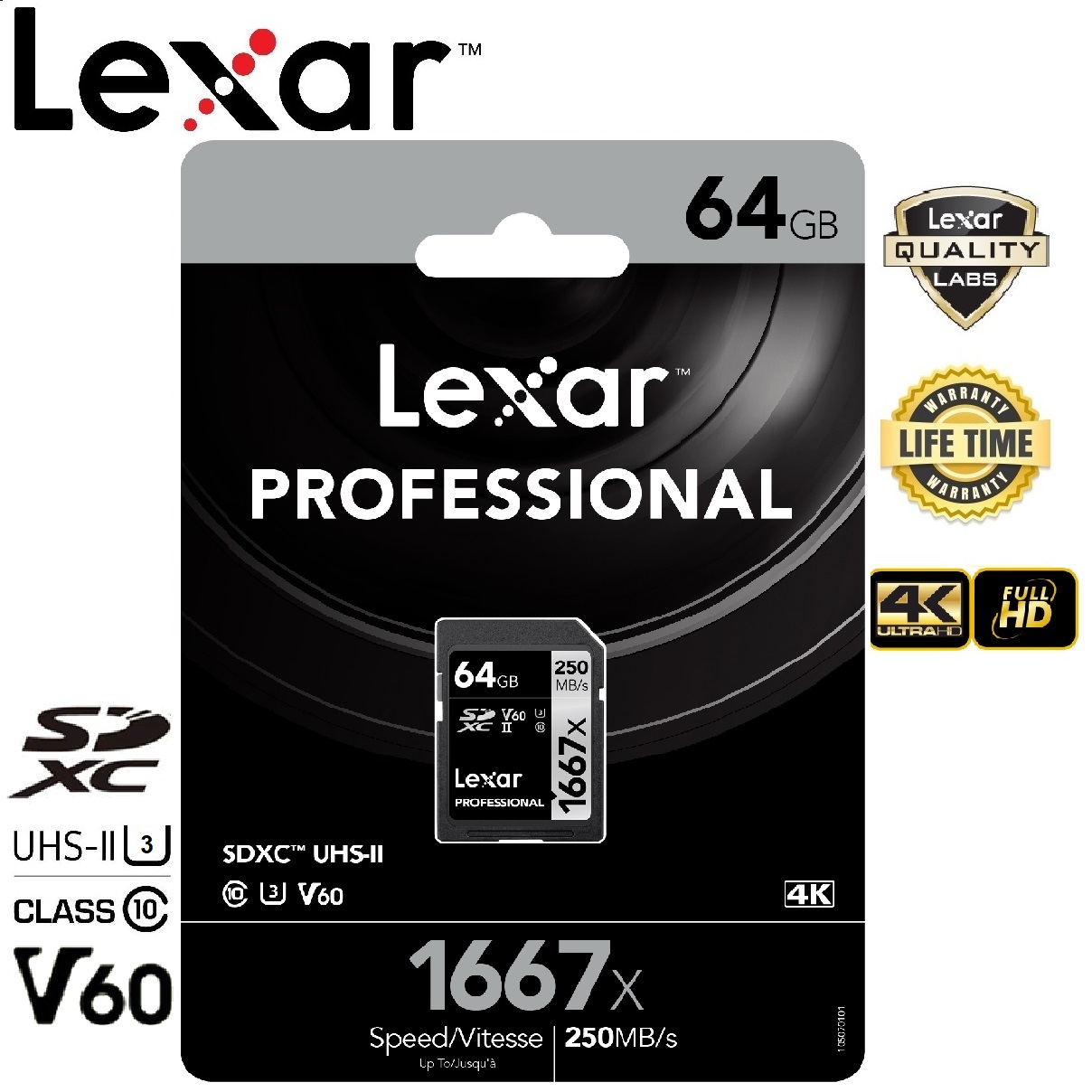 Lexar 64GB SDXC Professional 1667x (250MB/s) ราคา 699 บาท*ส่งฟรี