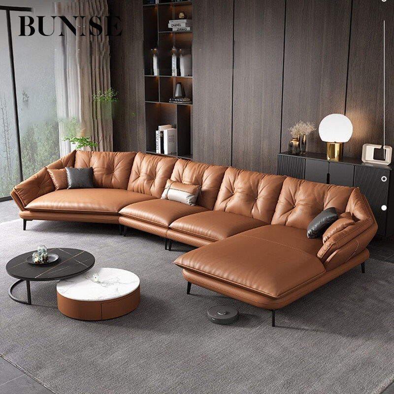 Bunise genuine leather sofa office sofa 5 seater with backrest soft cushion luxury sofa living room Room-R1011 342x95x83cm ราคา 36,750 บาท*ส่งฟรี