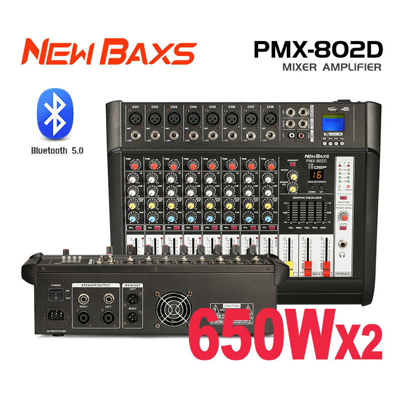Newbaxs pmx802d professional sound mixer 8-channel 16dsp 2 layer Equalizer EQ 650W high power 2-channel support 100% mix play ราคา 2,879 บาท*ส่งฟรี