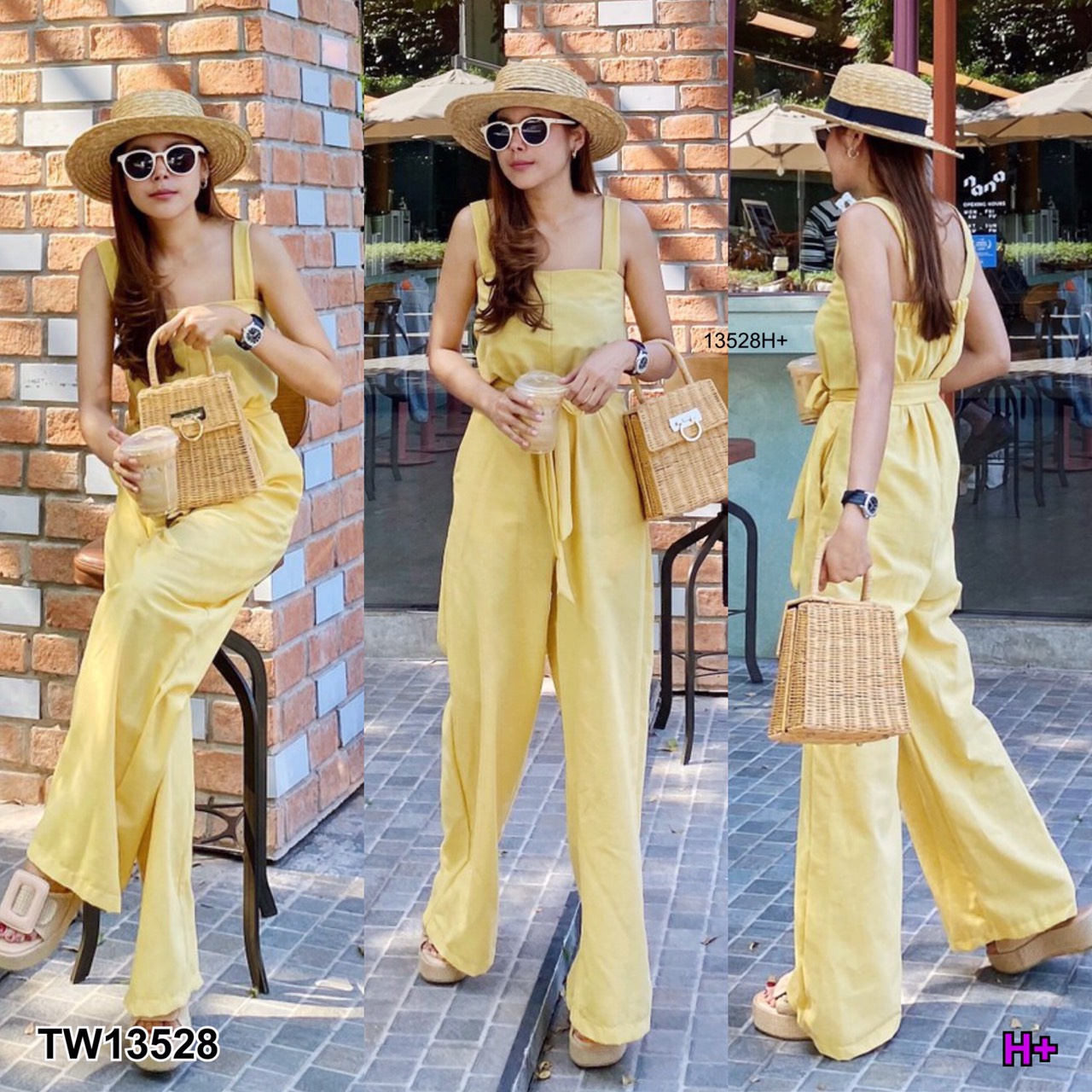 TW13528 Jumpsuit จั๊มสูททรงสวยมากกก จั๊มสูทยาวสายเดี่ยว+เชือกผูกเอว