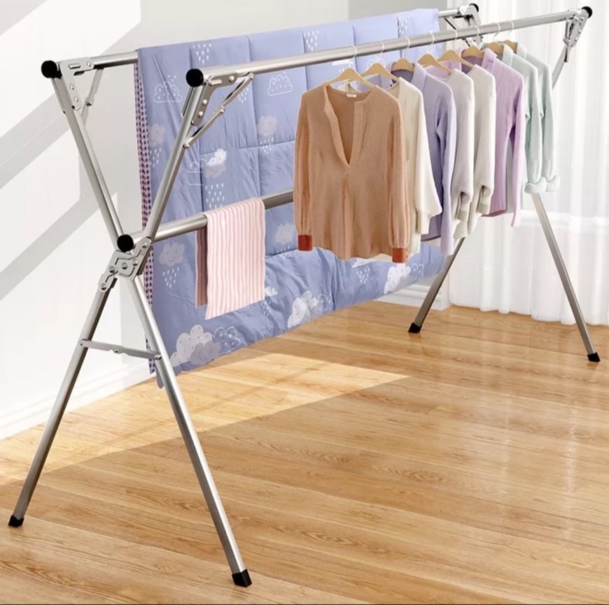ราวตากผ้าสแตนเลส ราวแขวนผ้าสแตนเลส แข็งแรง Drying Rack พับเก็บง่าย ตัว X จัดเก็บสะดวกแข็งแรง ทนทาน160cm ราคา 175 บาท*ส่งฟรี