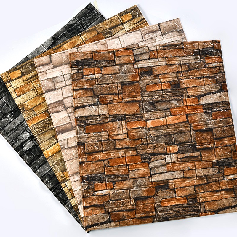 Wallpaper 3d วอลเปเปอร์ผนัง วอลเปเปอร์ 3d DIY อุปกรณ์ตกแต่งผนัง  มีกาวในตัว ตกแต่ง่าย ติดผนัง ลายอิฐ กันเสียง กันน้ำ กันกระแทก วอลเปอรติดผนัง