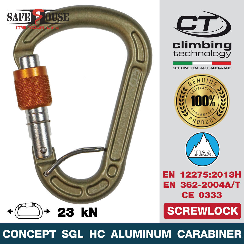 คาราบิเนอร์ทรงลูกแพร์ ปากเปิดชนิดเกลียวหมุน รุ่น Concept SGL HC Screwlock Carabiner มีสลักกันเชือกบิด คาราบิเนอร์จากแบรนด์ Climbing Technology