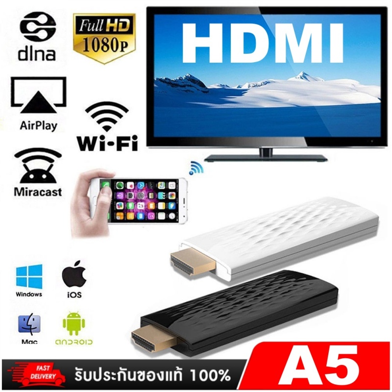 Dongle Wireless HDMI ตัวส่งสัญญาณภาพ และเสียง จากมือถือ เข้าทีวี แบบไร้สาย - สีขาว ราคา 690 บาท*ส่งฟรี