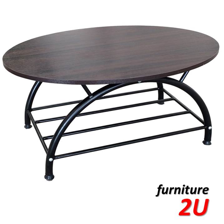 โต๊ะกลางโซฟา โต๊ะกลางขาเหล็กหน้าไม้ ปุมขาปรับระดับได้ ขนาด กว้าง50 x ยาว80 x สูง40 ซม.
