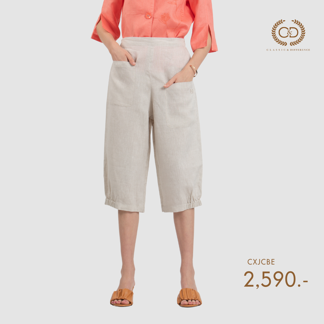 C&D - Linen Premium Big jinny pants กางเกงผู้หญิง ขาห้าส่วน สีเบจ CXJCBE ราคา 2,564 บาท*ส่งฟรี