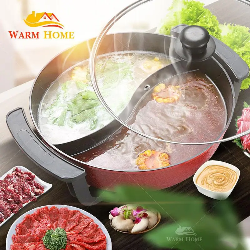 หม้อชาบู 2ช่อง หม้ออเนกประสงค์ 6ลิตร หม้อทอด หม้อสุกี้ หม้อต้ม