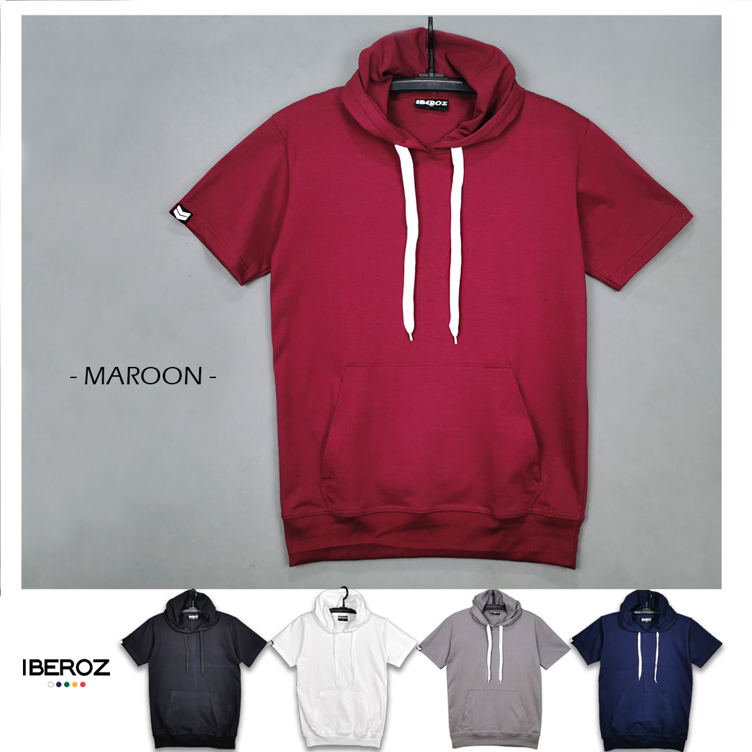 iBEROZ® เสื้อมีฮู้ด แขนสั้น เสื้อสีพื้น เสื้อมีหมวกสีพื้น รุ่นSHOODBASIC