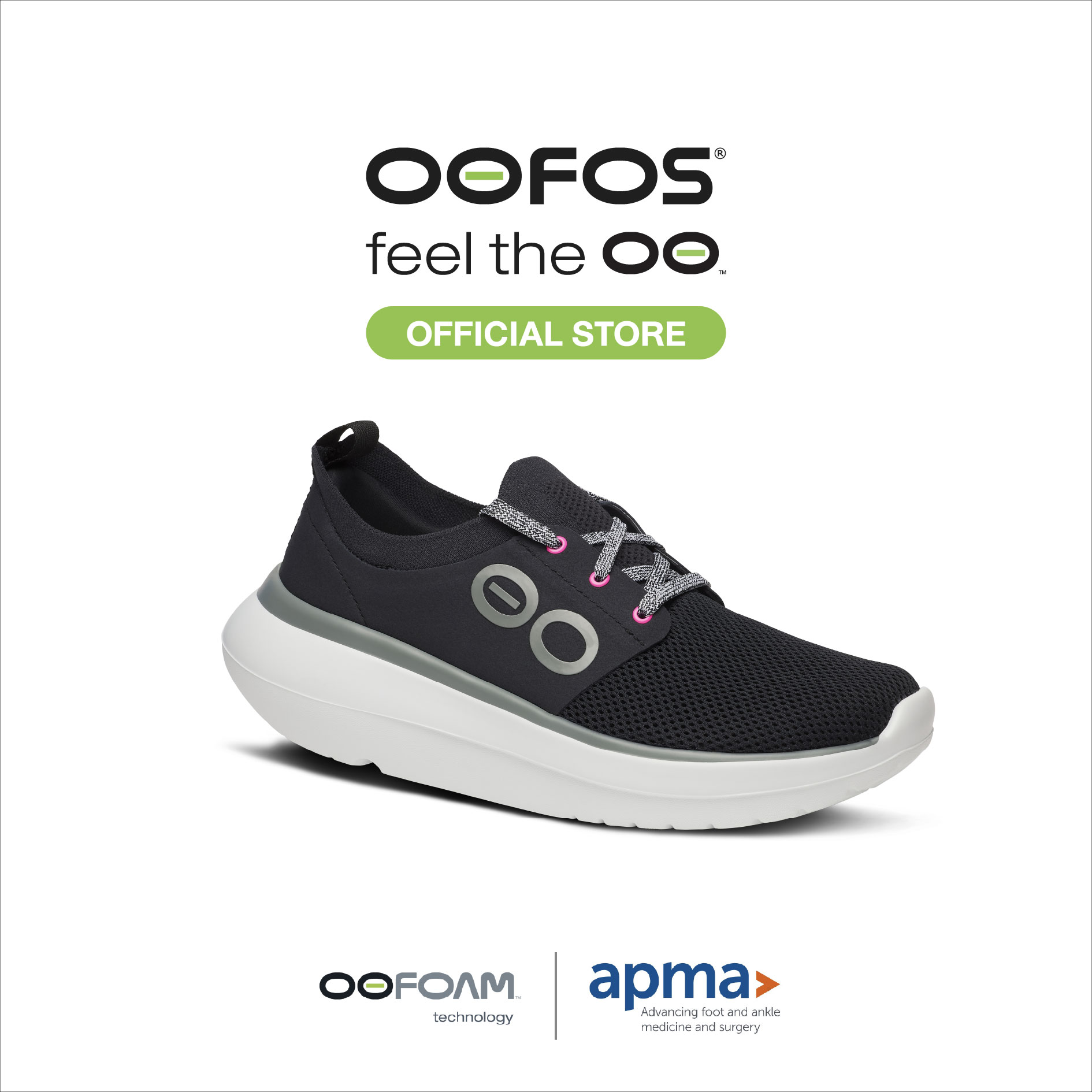OOFOS Womens OOmy Stride White Black รองเท้าเพื่อการฟื้นฟู ราคา 6,690 บาท*ส่งฟรี