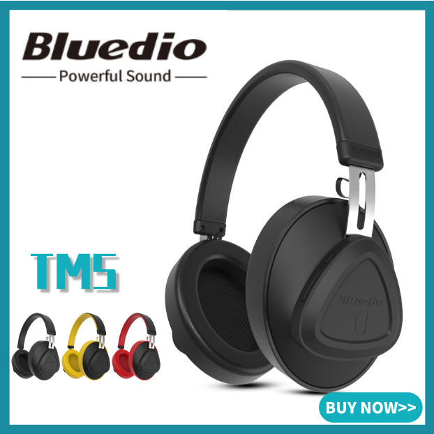 Bluedio TMS หูฟังบลูทู ธ ตัดเสียงรบกวนการควบคุมด้วยเสียงชุดหูฟังสเตอริโอไร้สายพร้อมไมโครโฟนสำหรับโทรศัพท์และเพลง