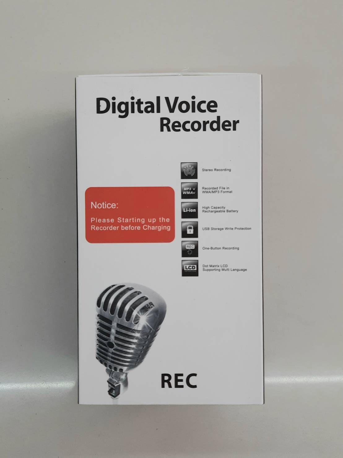 เครื่องบันทึกเสียง Digital Voice Recorder stereo Recording ,Recorder File in WMA/MP3 Format,High Capacity Rechargeable Battery,USB storge Write Protection,One-Button Recording,Dot Matrix LCD supporting Multi Language