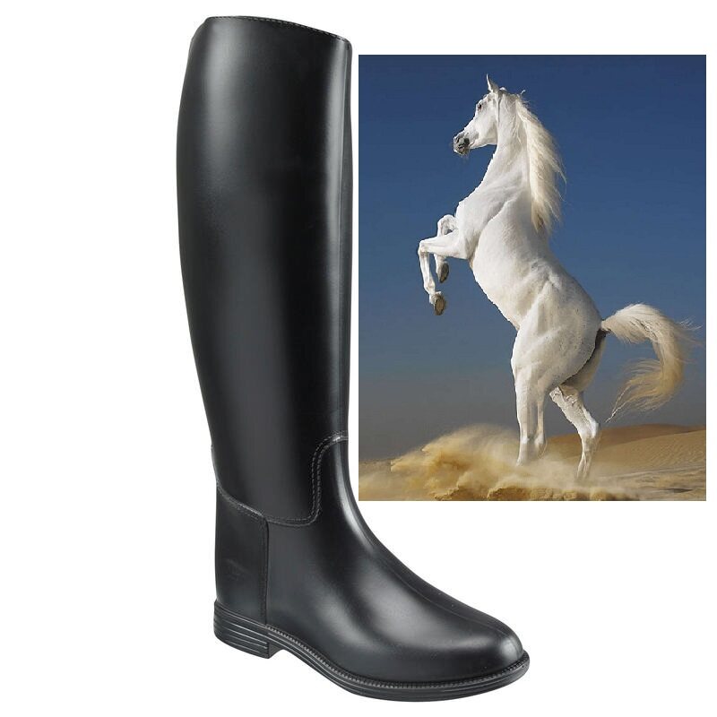 Schooling Adult Horse Riding Long Boots - Black