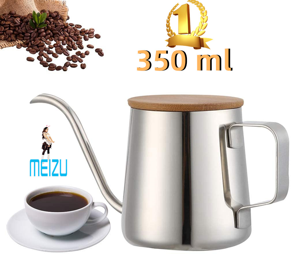 MEIZU สแตนเลสแคบยาว ถ้วยชงชากาต้มน้ำ Home Office น้ำกาต้มน้ำเคสไม้ 350 ml