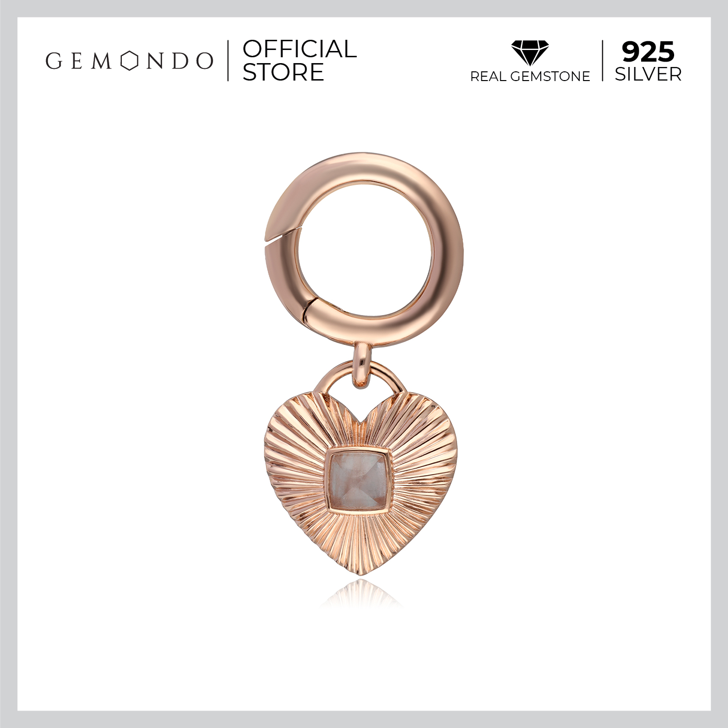 Gemondo Rose Quartz Heart Bag Charm in Rose Gold Plated Sterling Silver ราคา 2,507 บาท*ส่งฟรี