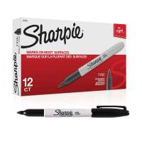 Sharpie ปากกาเคมี ปากกา Permanent ชาร์ปี้ Fine 1.0mm - สีดำ (กล่องละ 12 ด้าม)