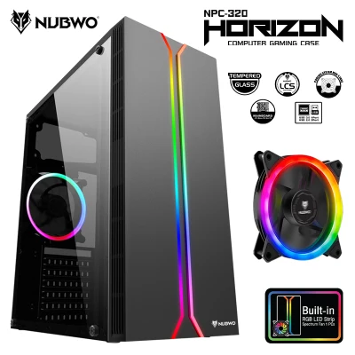 CASE CPU HORIZON NPC-320 [WHITE] Gaming Case เคสซีพียู Computer Cases Black White Gaming RGB Tempered Glass