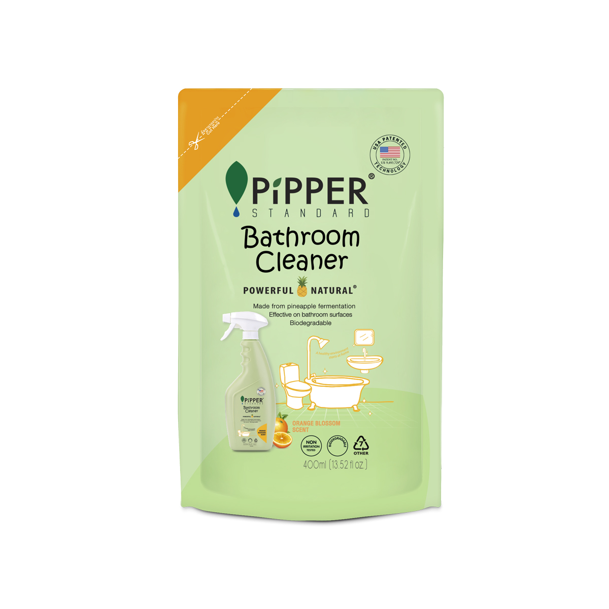 PIPPER DTANDARD ผลิตภัณฑ์ทำความสะอาดห้องน้ำจากธรรมชาติ กลิ่นออร์เรนจ์ บลอสซั่ม 400 มล. BCOB400R (90520508) =1 ราคา 127 บาท*ส่งฟรี