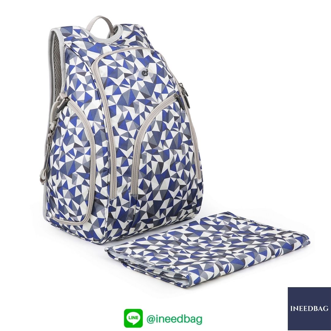 Ecosusi กระเป๋าเป้คุณแม่ ใส่สัมภาระสำหรับคุณแม่ พร้อมแผ่นรองเปลี่ยนผ้าอ้อม, สายคล้องรถเข็น, ช่องเก็บความร้อน-เย็น ทั้งสองด้าน (New Version Blue) ราคา 990 บาท*ส่งฟรี