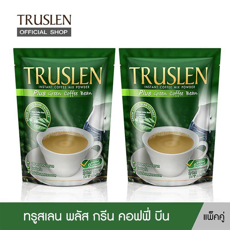TRUSLEN PLUS GREEN COFFEE BEAN ทรูสเลน พลัส กรีน คอฟฟี่ บีน 8 ซอง (แพ็คคู่ ) ( 2 แพค = 16 ซอง )