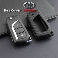 KONNWEI 【COD 】เคสกุญแจรีโมทรถยนต์ คาร์บอนไฟเบอร์ ABS เนื้อแมตต์ สีดํา สําหรับ Toyota Hilux Rogue Revo Innova Fortuner Harrier Camry Vellfire Alphard Fortuner vios2 3 4