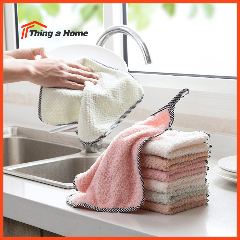 Thing a Home ผ้าเช็ดมือมีหูแขวน ผ้าทำความสะอาด ผ้าเช็ดมือในครัว