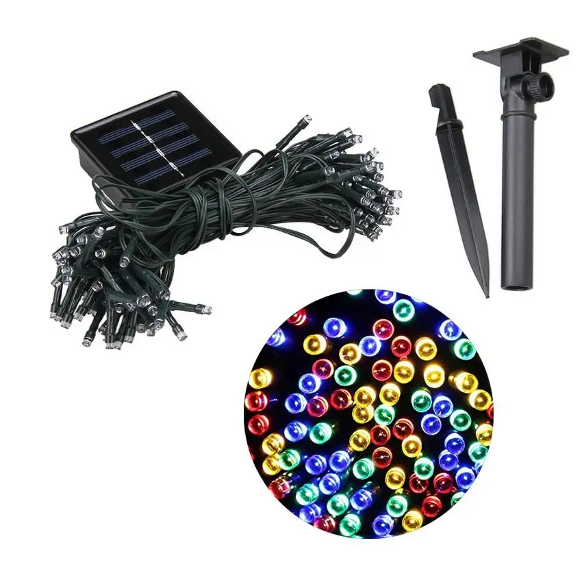 XML-Solar ไฟกระพริบโซล่าเซลล์ 100 LED เเสงผสม : 4 สี โคมไฟพลังแสงอาทิตย์ ไฟโซล่าเซลล์