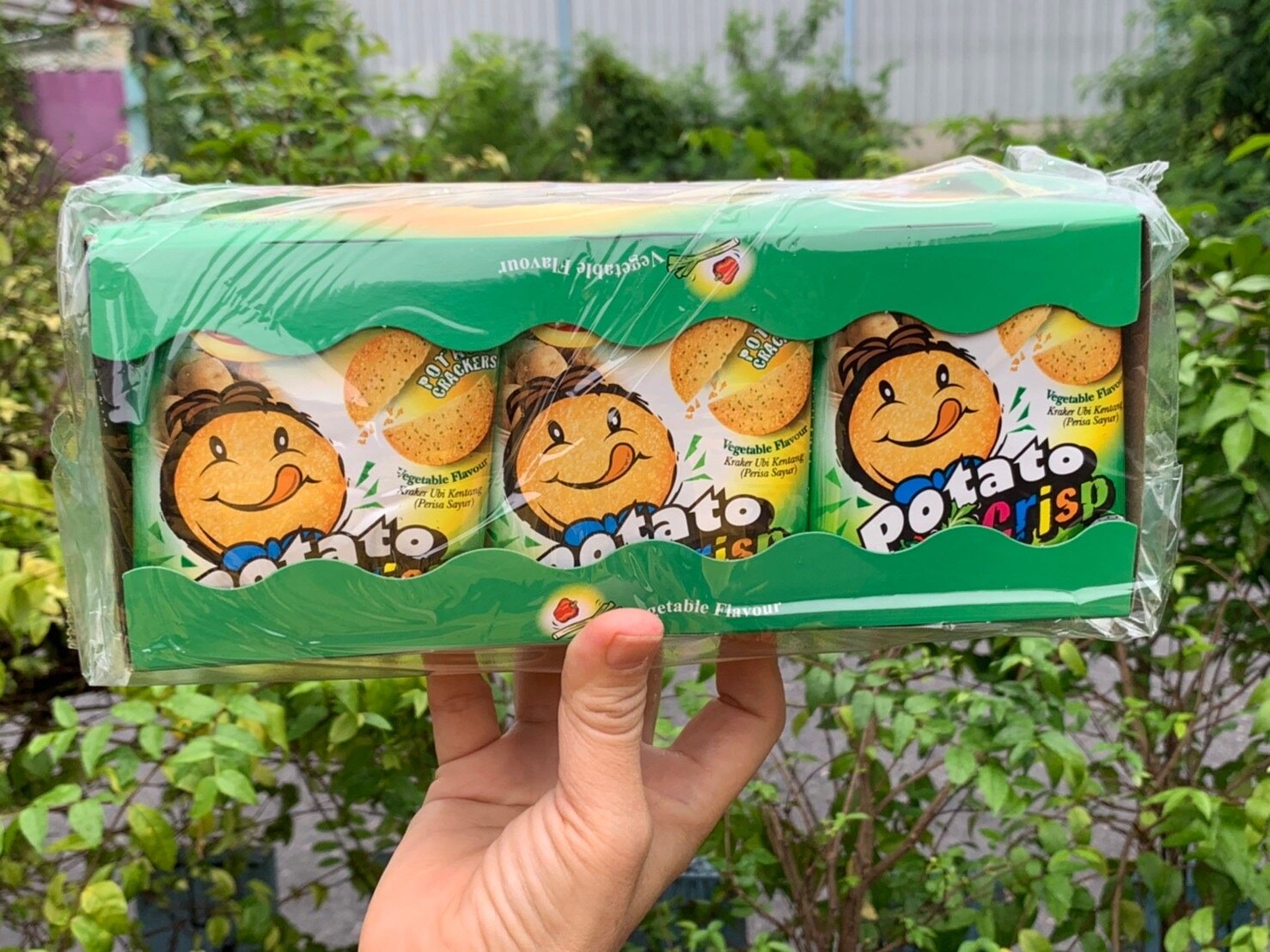 ? Potato crisp win 2 ขนมปังมันฝรั่งแป้งบางกรอบ แครกเกอร์ ปังยิ้มใครกินก็ยิ้มได้ แพ็คละ 30 ซอง ?? : รสผัก