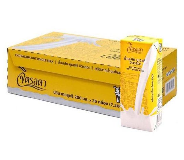 Chitralada UHT Whole Milk Plain จิตรลดา นมยูเอชที รสจืด 200ml. x 36กล่อง (ยกลัง 9แพ็ก) ราคา 536 บาท*ส่งฟรี