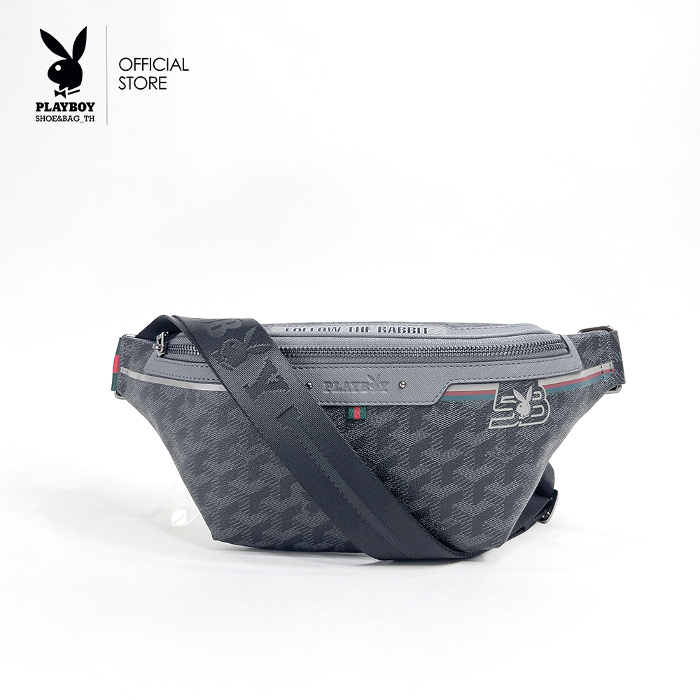 Playboy men's genuine genuine genuine leather waist bag ST-B242PBM275-GY design screen print logo Gray ราคา 2,467 บาท*ส่งฟรี
