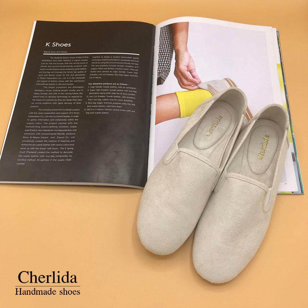 Cherlida - รองเท้าคัชชู รองเท้าหนังกลับ Microfiber สุดหรู นิ่ม ใส่สบายไม่กัดส้น พื้นยางกันลื่น รองเท้าคัชชูส้นเตี้ย รองเท้าผู้หญิง รองเท้าสลิปออน รองเท้าคัชชูผู้หญิง