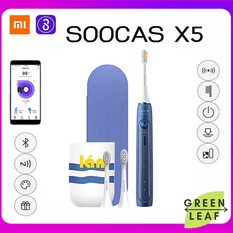 SOOCAS X5 แปรงสีฟันไฟฟ้า Electric Toothbrush Ultrasonic Toothbrush for Xiaomi Mijia Upgraded Adult Rechargeable 12 Clean Modes With Brush heads ชาร์จไฟแบบไร้สาย กันน้ำ รองรับการควบคุมด้วย APP