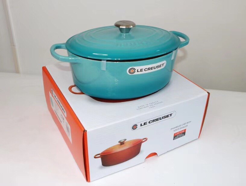 Le Creuset enamel cast iron pot wok oval super large saucepan wok stock pot 31cm6.3L