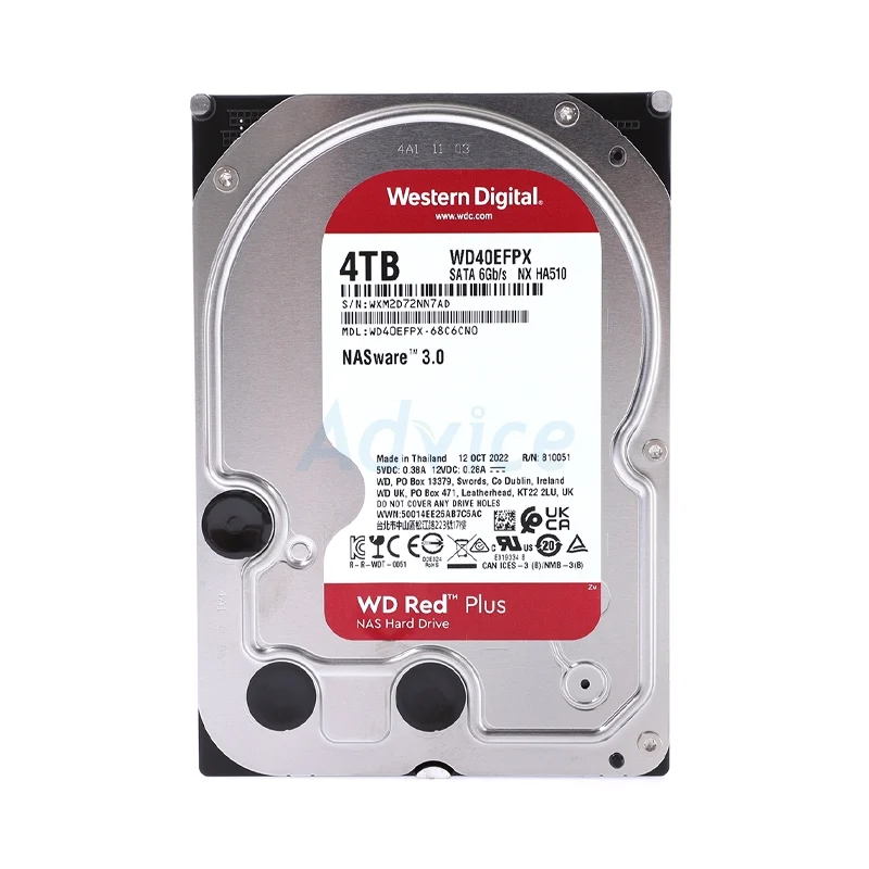 4 TB HDD WD RED PLUS NAS (5400RPM, 128MB, SATA-3, WD40EFPX) ราคา 4,380 บาท*ส่งฟรี
