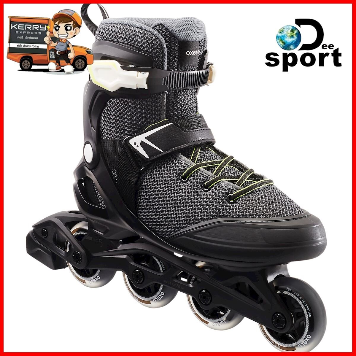 Roller skates รองเท้าอินไลน์สเก็ตเพื่อการออกกำลังกายรุ่น Fit100 (สีดำ/เทา) **ของแท้** มั่นใจ ได้ของเร็ว