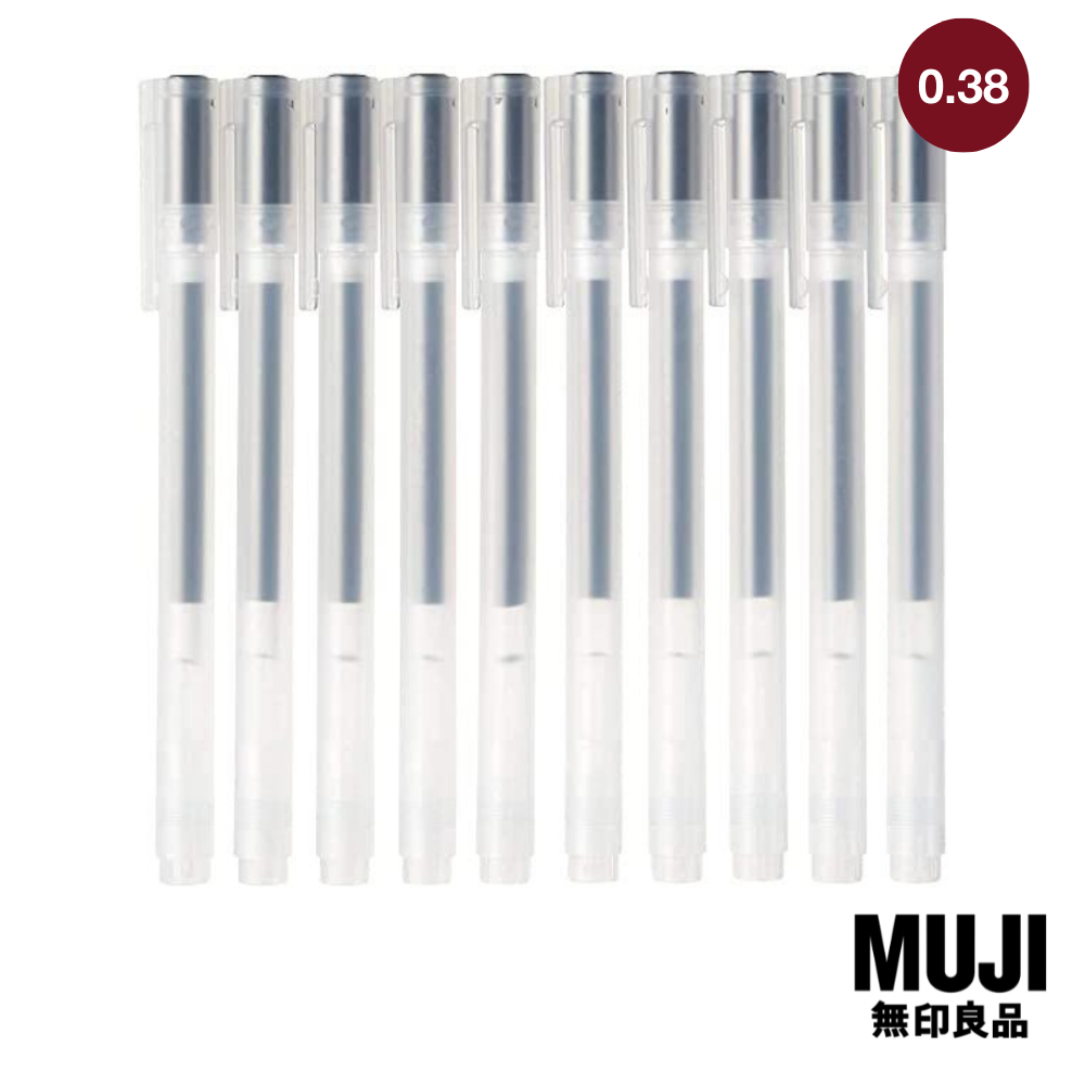 มูจิ ปากกาลูกลื่นหมึกเจลเซ็ต 10 ด้าม หัว 0.38 สีน้ำเงินเข้ม - MUJI Gel Ink Ballpoint Pen Cap Type Set 10 / 0.38 BlueBlack