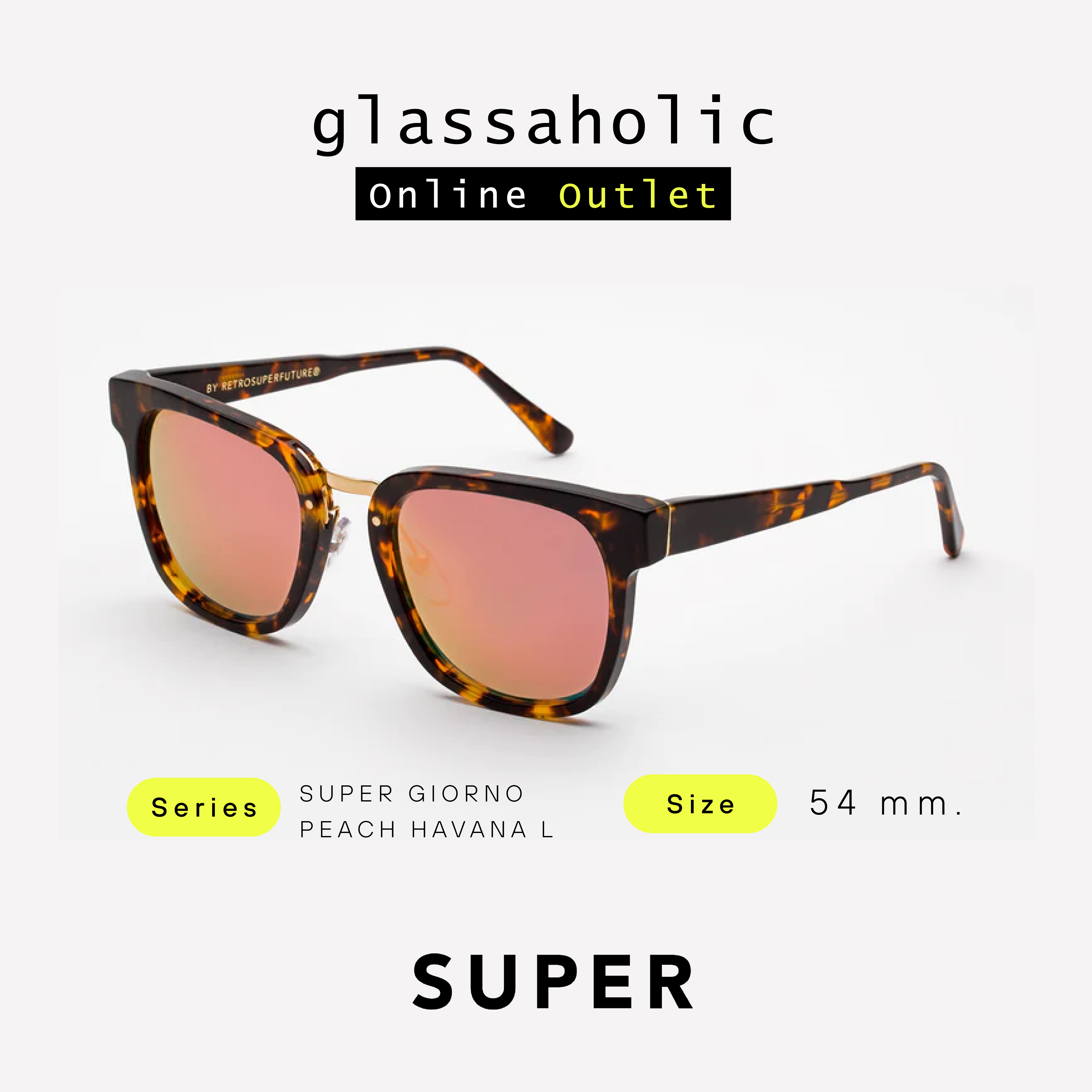 [ลดแรง] แว่นกันแดด SUPER by RETROSUPERFUTURE รุ่น SUPER GIORNO PEACH HAVANA L ทรงเหลี่ยม มาแรง ราคา 8,050 บาท*ส่งฟรี