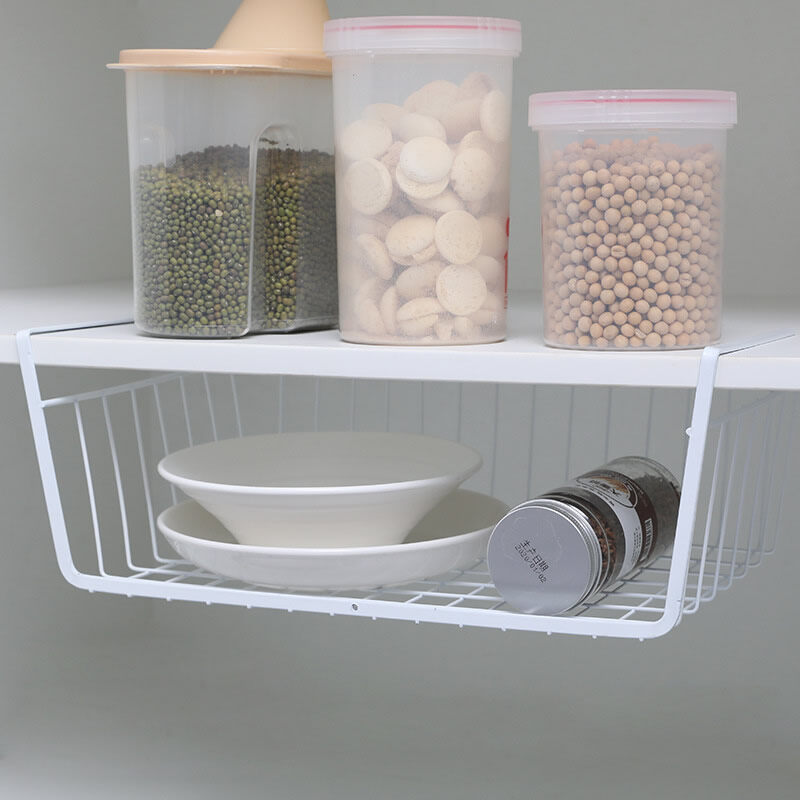 ตะกร้า ตะกร้าใส่ของ ตระกร้า Kitchen Cabinet Organizer Storage Shelf Rack Under Shelf Basket Under Cabinet Storage Basket ตะกร้าเหล็ก ตระกร้าใส่ของ