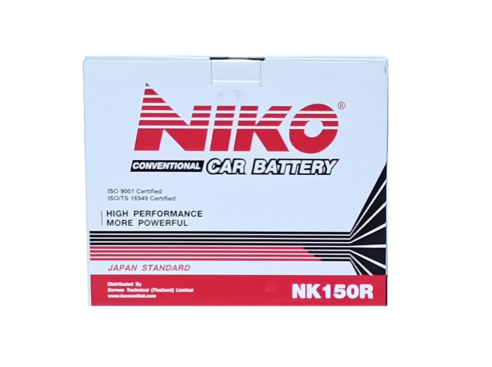 แบตเตอรี่ NIKO NK150R 80AH รุ่นปรับปรุงใหม่ แผ่นกั้นใยแก้ว ขนาด=304x172x205ม.ม. สำหรับรถใช้งานทั่วไป ***มีใบกำกับภาษี***