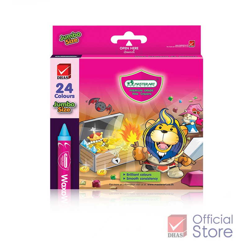 Master Art สีเทียน ขนาดจัมโบ้ 24 สี สีสด จับถนัดมือ ปลอดสารพิษ – จำนวน 1 กล่อง