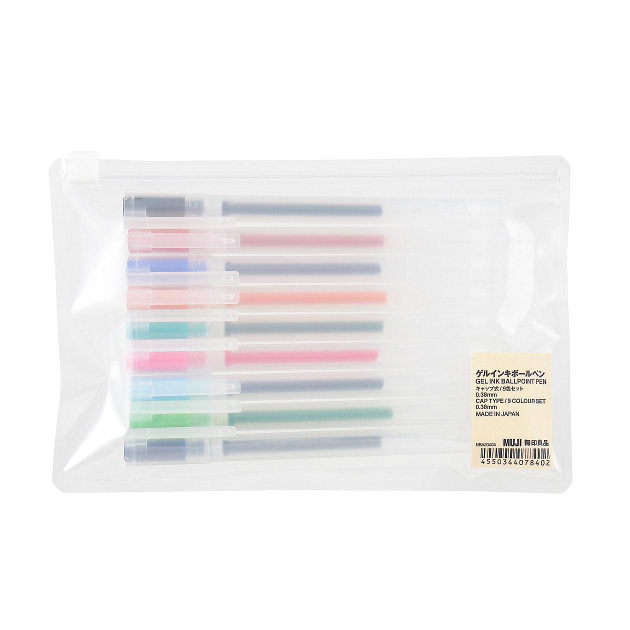 มูจิ เซ็ตปากกาสี หัว 0.38 - MUJI Gel Ink Ballpoint Pen Cap Type Set 0.38