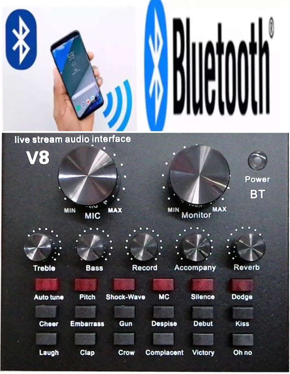 LXJ V8 BT USB เสียงชุดหูฟังไมโครโฟน Webcast สดการ์ดเสียงสำหรับโทรศัพท์ มี Bluetooth