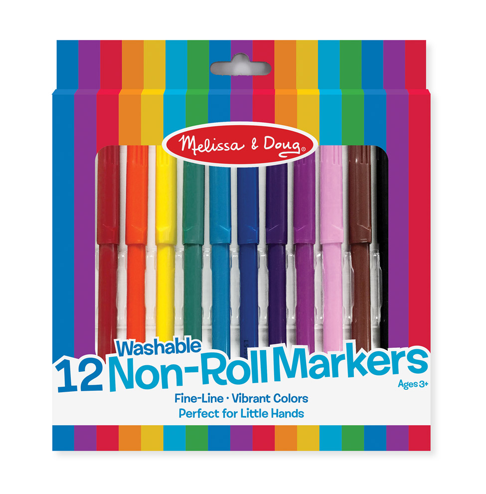 [12สี] รุ่น 4221 ปากกามาร์กเกอร์ สีแมจิก Melissa & Doug Non-toxic Washable Markers - Non-Roll 12 แท่ง  รีวิวดีใน Amazon USA non-toxic washable ล้างออกได้ มาลิซ่า 3-10 ขวบ