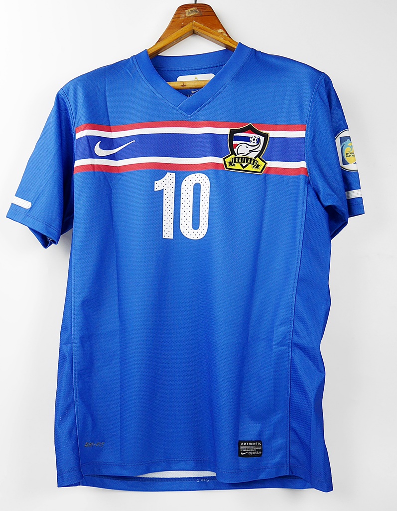 10 T. DANGDA THAILAND HOME BLUE 2010 FULL RETRO FOOTBALL SHIRT SOCCER JERSEY ไทย คาดอก น้ำเงิน