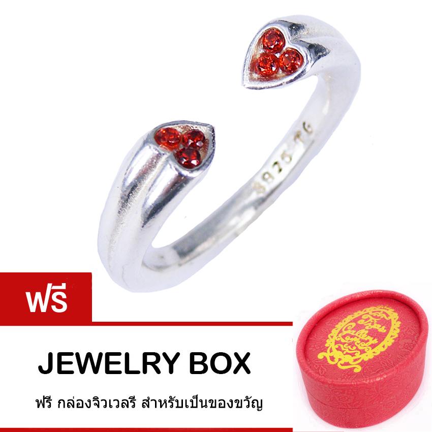 Tips Gallery แหวน เงินแท้ 925 แหวนเพชร CZ 0.3 กะรัต แหวนทรงหัวใจ Love Heart Ring Design TRS101 ฟรี กล่องของขวัญดีไซน์สวยหรูน่ารัก ราคา 179 บาท*ส่งฟรี