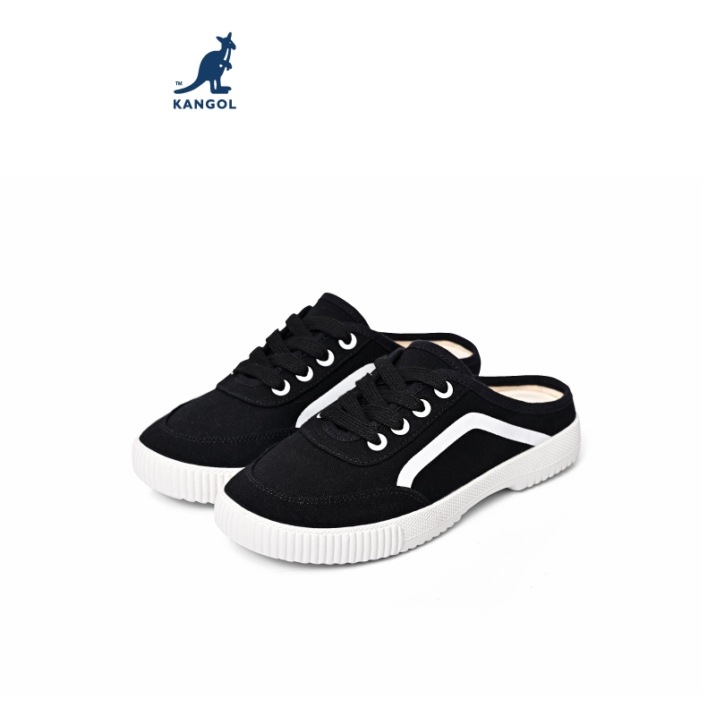 KANGOL Sneakers unisex รองเท้าแตะผ้าใบ รุ่น Slip on สีขาว,ดำ