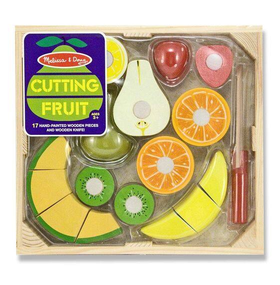 [17ชิ้นไม้]  ชุดเล่นหั่นผลไม้ รุ่น 4021 Melissa & Doug Cutting Fruit - Wooden Play Food Set รีวิวดีใน Amazon USA มีเวลโคร่ตีนตุ๊กแกพร้อมมีด&ถาดไม้ อย่างดี 17 ชิ้น 3ขวบ