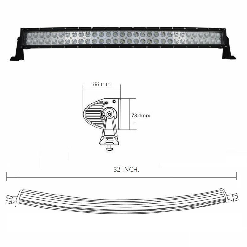 Curved 3D LED Light Bar Spot Flood Combo Beam 180 watt 32 Inch. For Jeep SUV ATV Truck Work Driving Light ไฟรถยนต์บาร์ยาว ไฟหน้ารถ บาร์รถยนต์ 180 วัตต์ ทรงโค้ง เน้นเเสงพุ่งเเละกระจายในโคมเดียว รุ่น SuperBright คุณภาพสูง มีประกันสินค้า เเสงขาว จำนวน 1 โคม