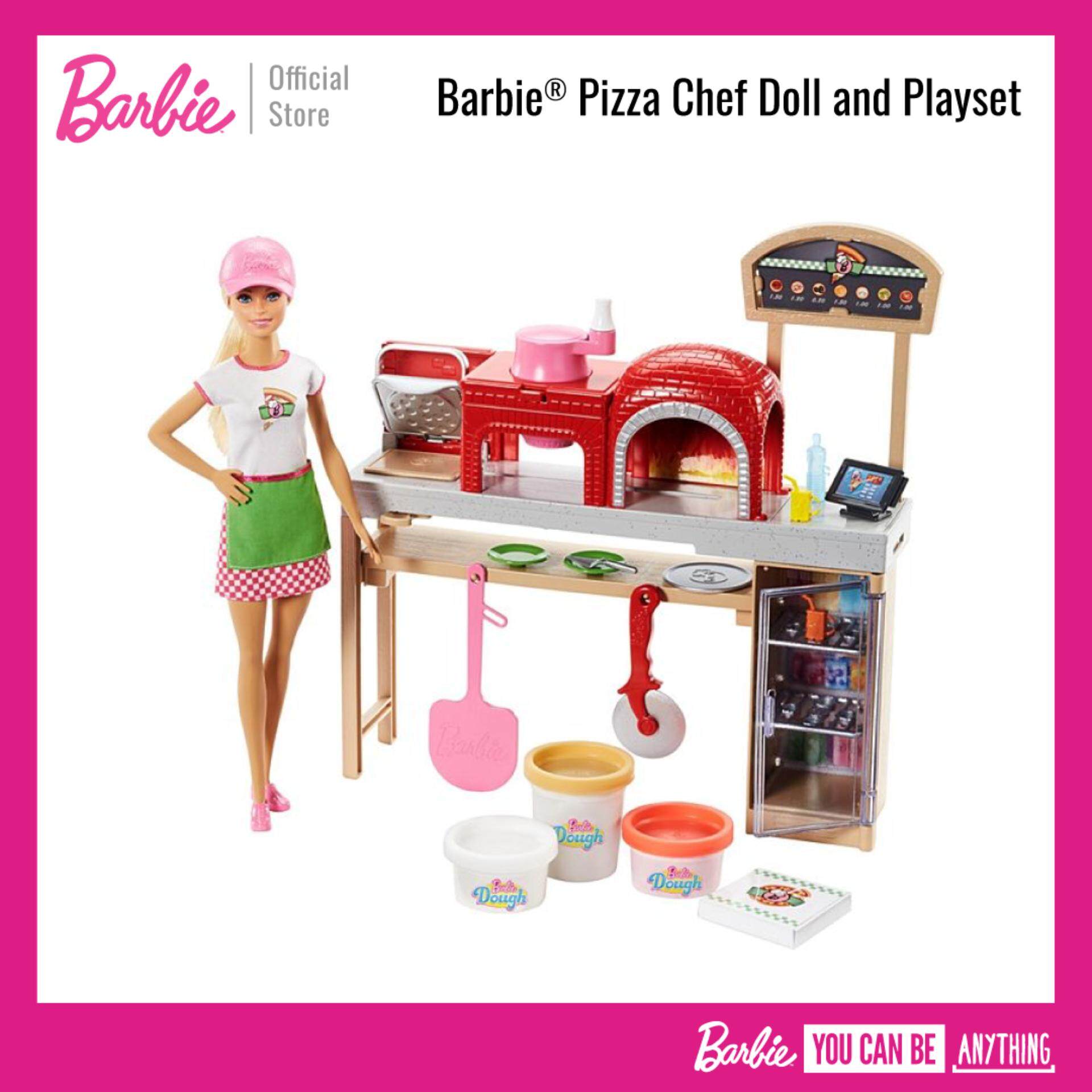 Barbie® Pizza Chef Doll and Playset ตุ๊กตา บาร์บี้ ชุดของเล่น เชฟพิซซ่า (ของเล่นเด็ก, ตุ๊กตา)